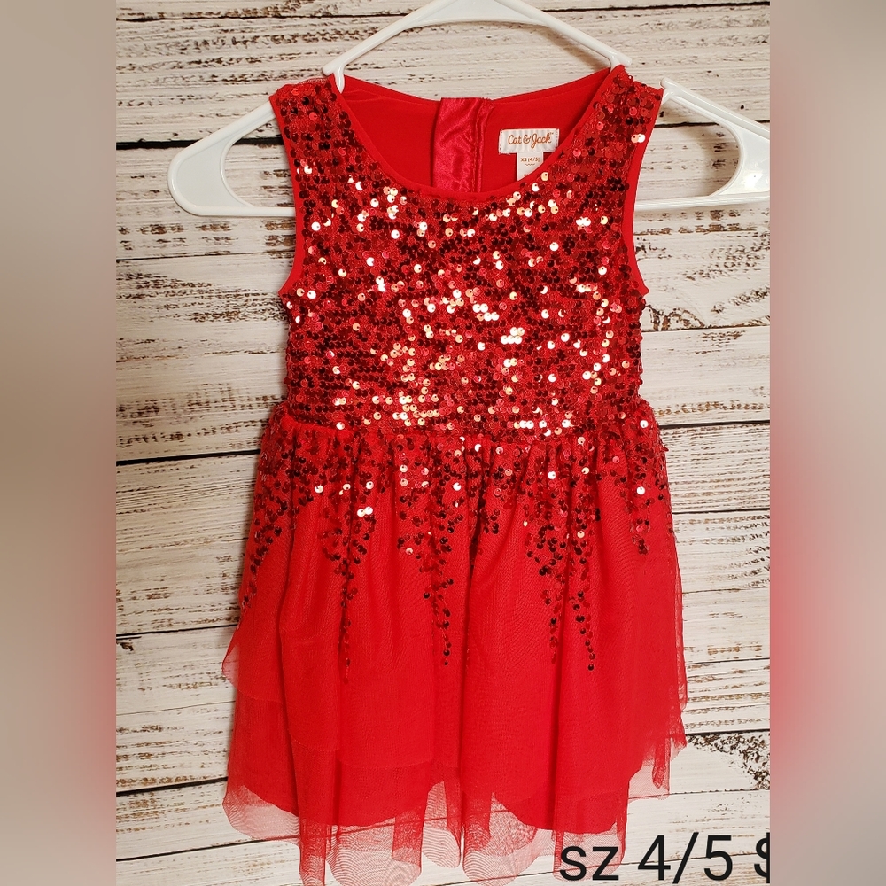 Red sparkly holiday Christmas dress